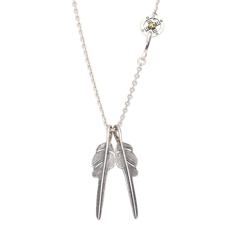 シルバーアクセサリー 二連フェザーペンダントネックレス