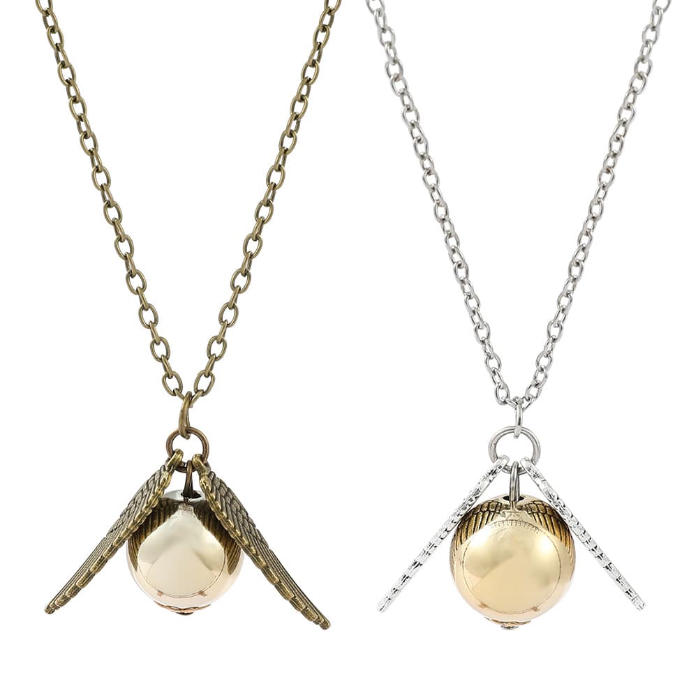 シルバーアクセサリー 天使の翼つき球体ネックレス