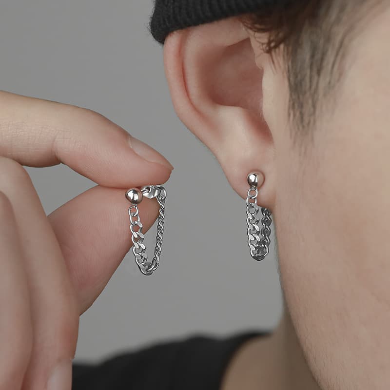 シルバーアクセサリー シンプル喜平チェーンピアス