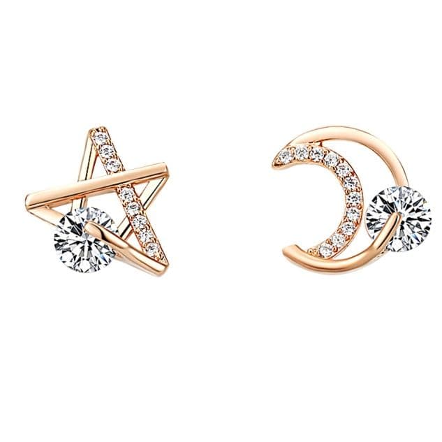 シルバーアクセサリー 星月の輝き アシンメトリーピアス