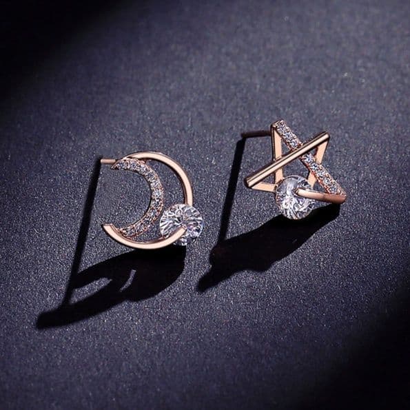 シルバーアクセサリー 星月の輝き アシンメトリーピアス