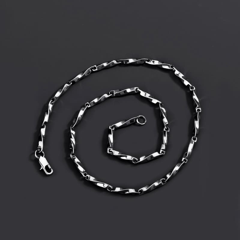 シルバーアクセサリー 捻りツイスト細身チェーンネックレス