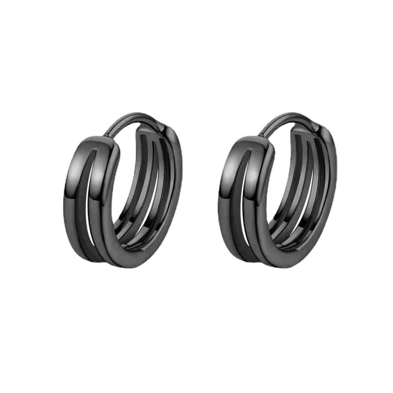 シルバーアクセサリー 二重輪のような光沢フープピアス