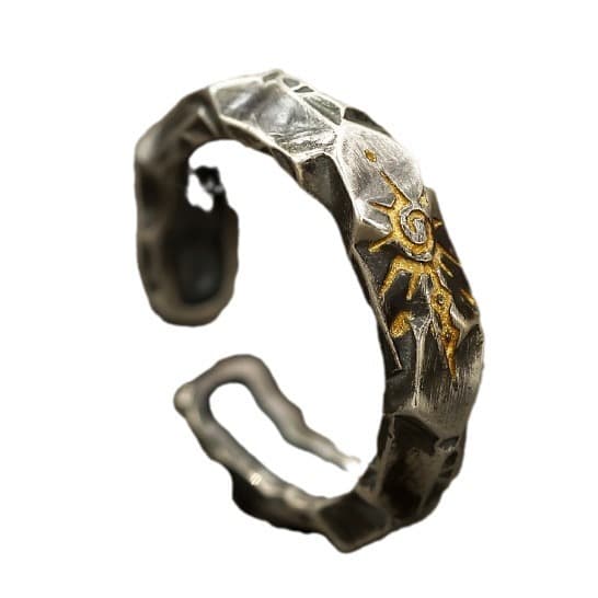 シルバーアクセサリー 陽光彫刻 多面体リング