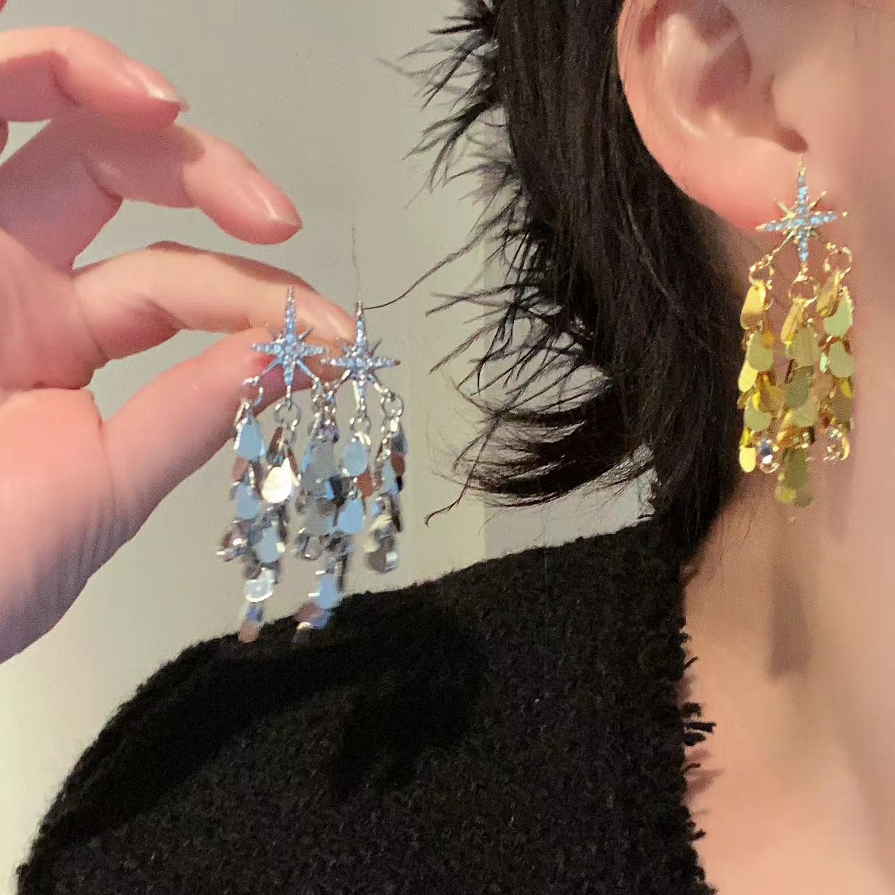シルバーアクセサリー 星降る夜のきらめきピアス