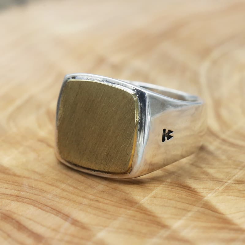 シルバーアクセサリー シンプル四角印台リング