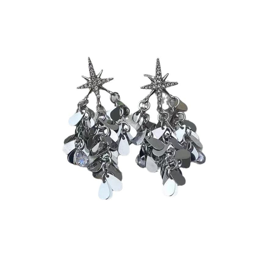 シルバーアクセサリー 星降る夜のきらめきピアス