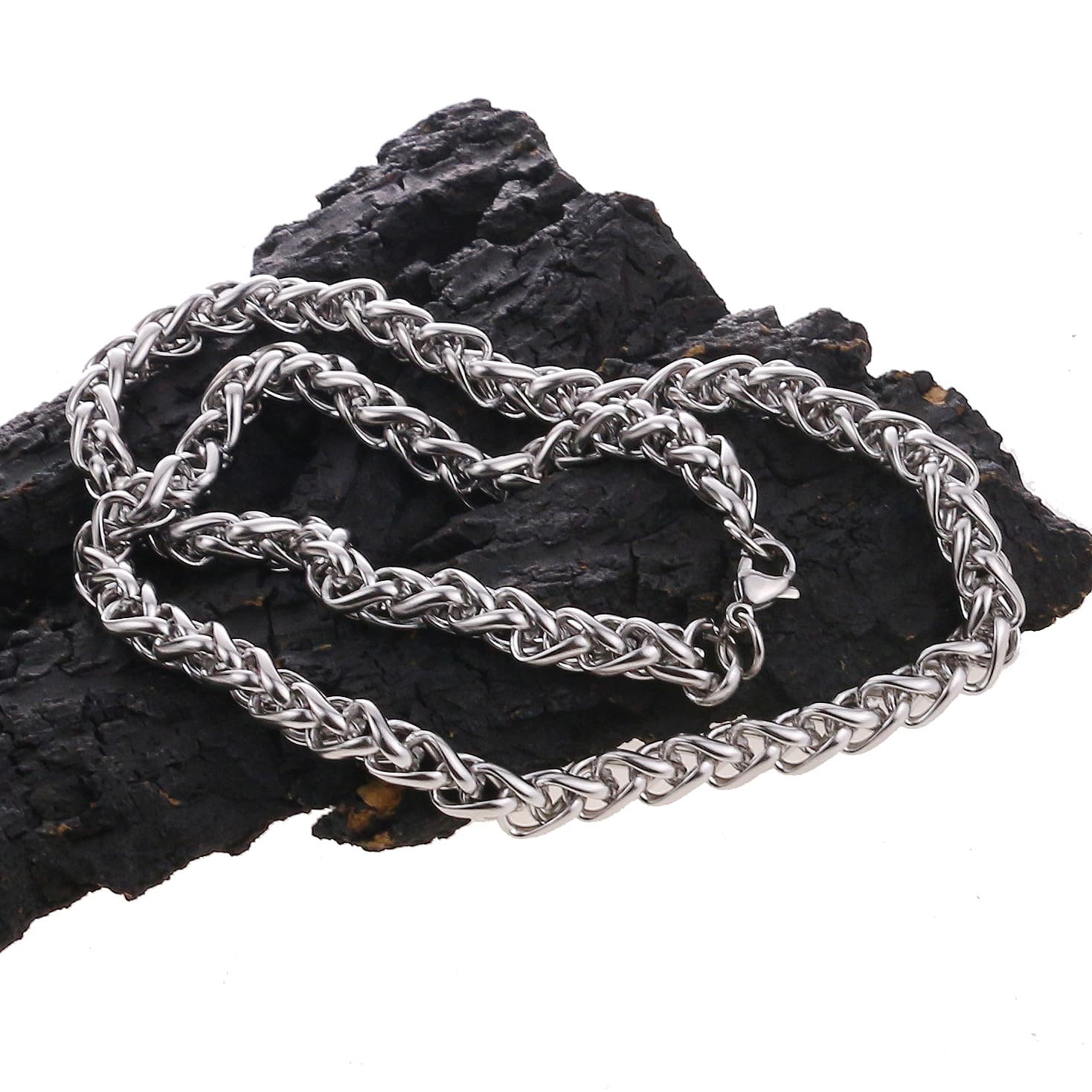 シルバーアクセサリー らせん編みチェーンネックレス