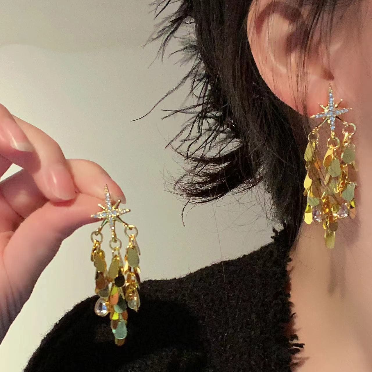 シルバーアクセサリー 星降る夜のきらめきピアス