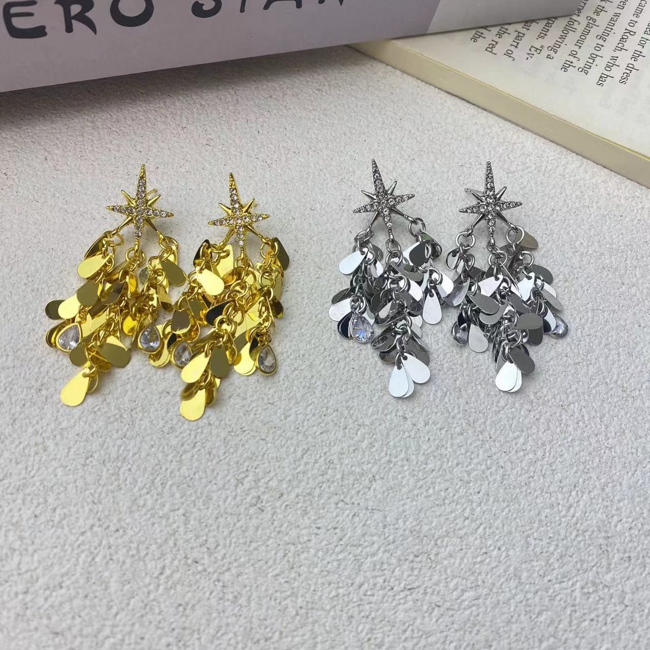 シルバーアクセサリー 星降る夜のきらめきピアス