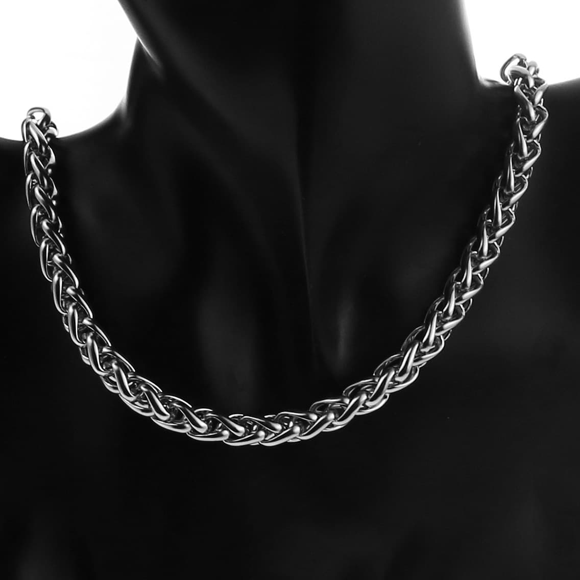 シルバーアクセサリー らせん編みチェーンネックレス