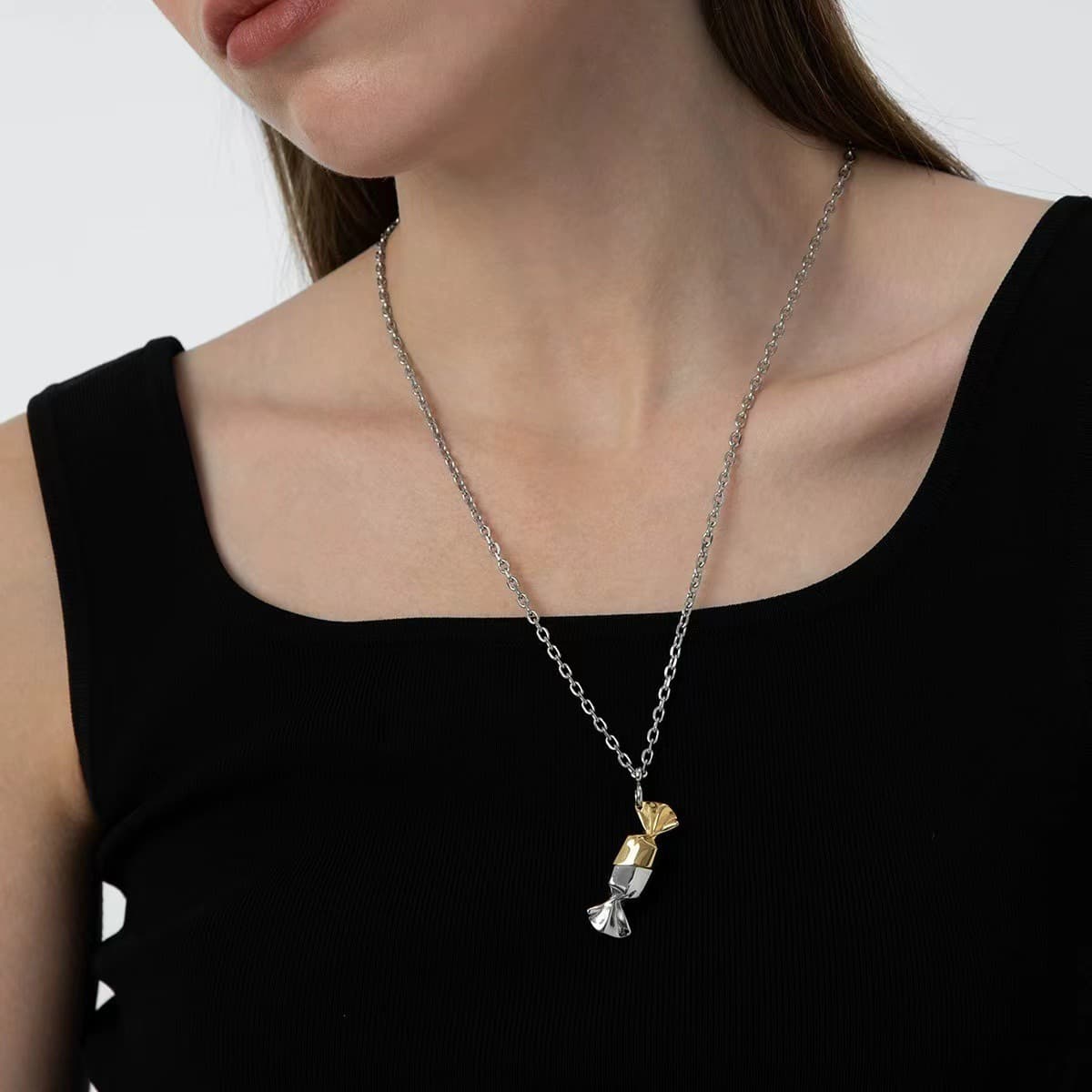 シルバーアクセサリー キャンディーモチーフシルバーペアネックレス