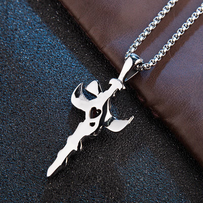 シルバーアクセサリー 翼と蛇の杖デザインネックレス