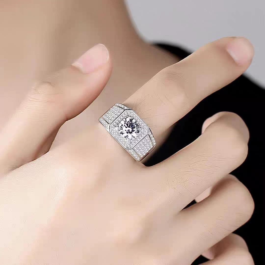 シルバーアクセサリー 重厚感高級 八角形デザインリング