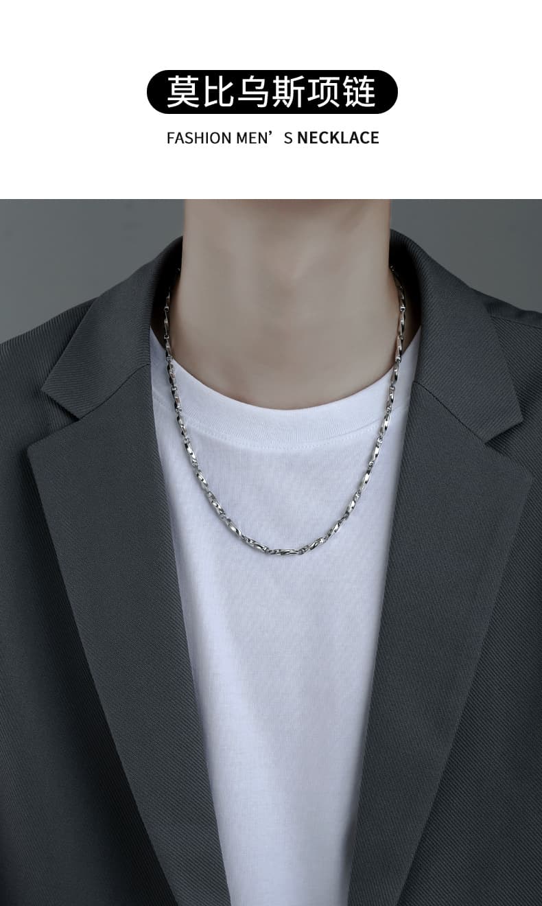 シルバーアクセサリー 捻りツイスト細身チェーンネックレス