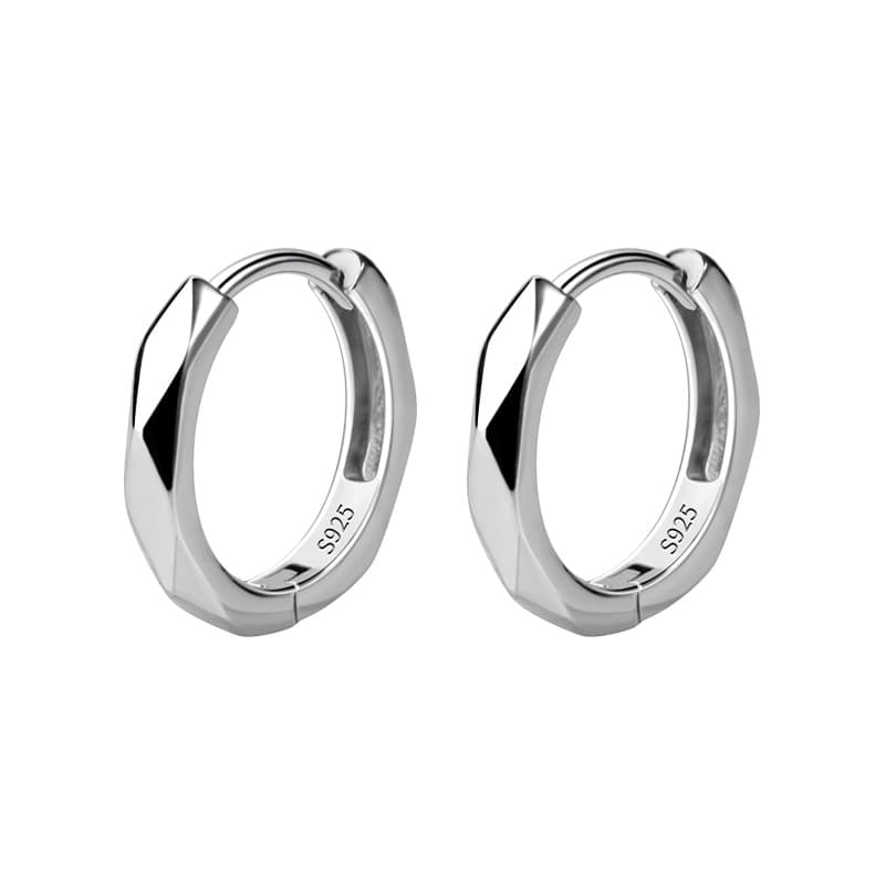 シルバーアクセサリー 多面カット シンプル フープピアス