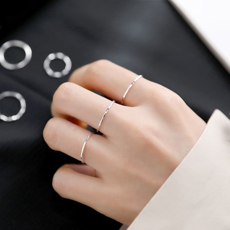 シルバーアクセサリー 極細シンプル二連リング
