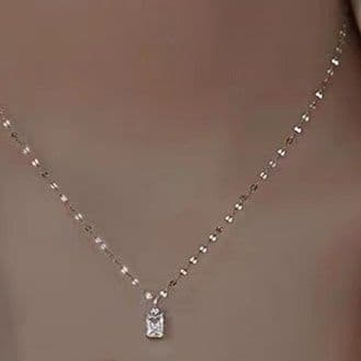 シルバーアクセサリー 四角宝石の一粒ネックレス