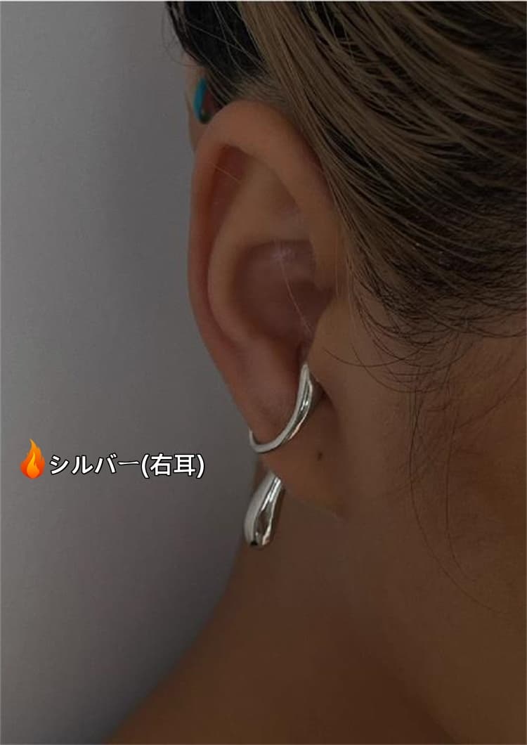 シルバーアクセサリー 水滴形シルバーイヤリング 穴なし耳介タイプ