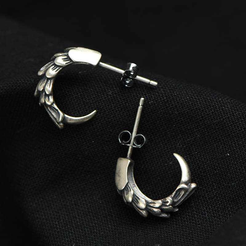 シルバーアクセサリー 翼のしずく 三日月フープピアス