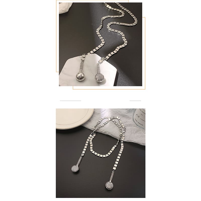 シルバーアクセサリー 銀色ロングネックレス レディース チェーン ペンダント 上品