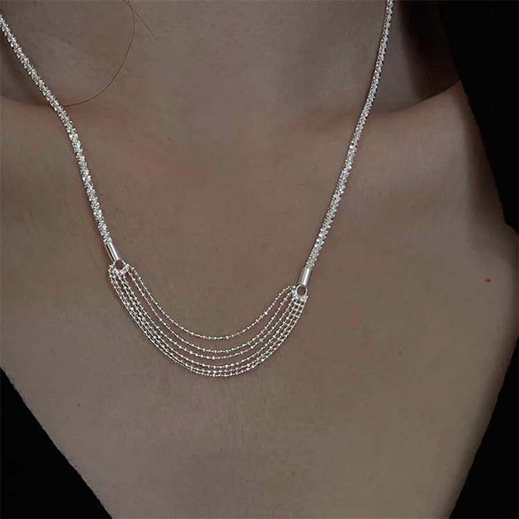 シルバーアクセサリー 多重層デザイン鎖骨ネックレス