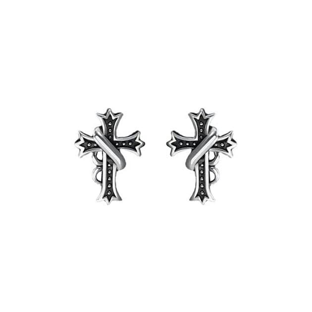 シルバーアクセサリー 十字架の刻印アンティークピアス