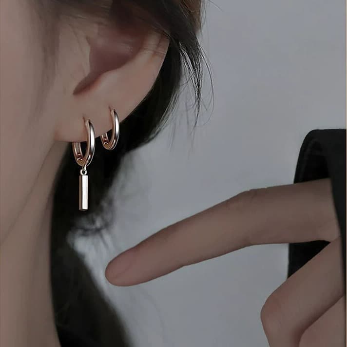 シルバーアクセサリー 縦棒フープピアス