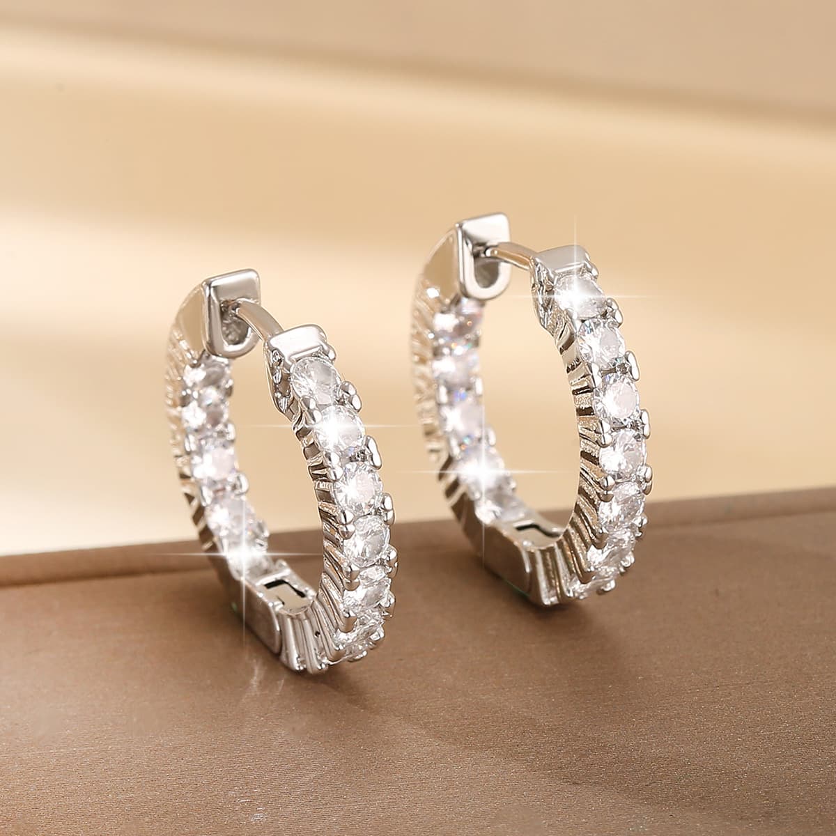 シルバーアクセサリー クリスタルフープピアス