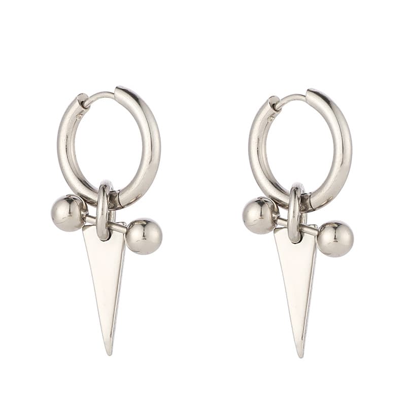 シルバーアクセサリー シンプル三角チャームイヤリング