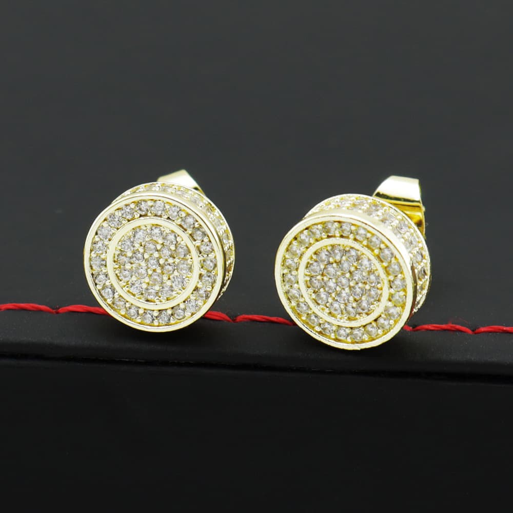 シルバーアクセサリー 円形パヴェ ダブルサークル ピアス
