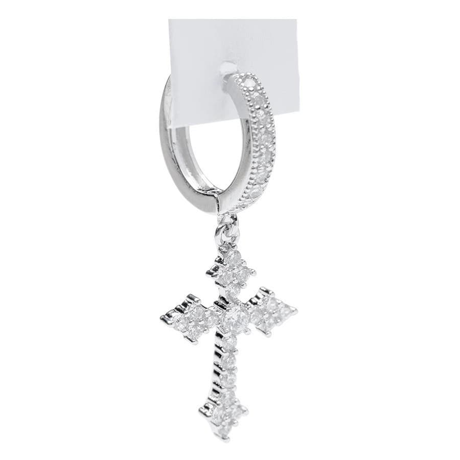 シルバーアクセサリー シャープクロスジルコニアピアス