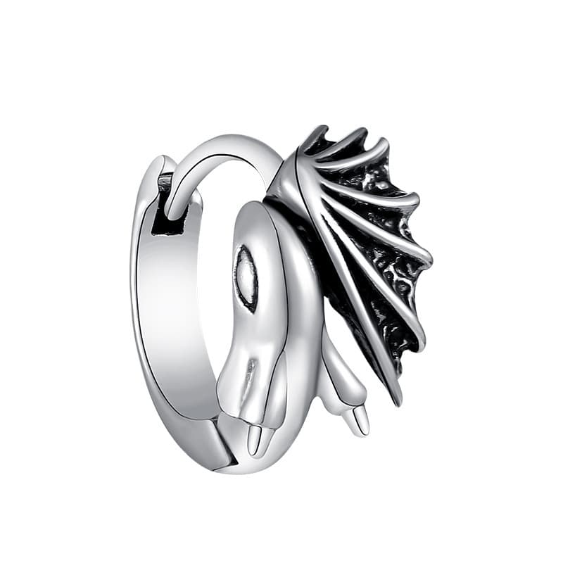 シルバーアクセサリー 翼のある龍のフープピアス