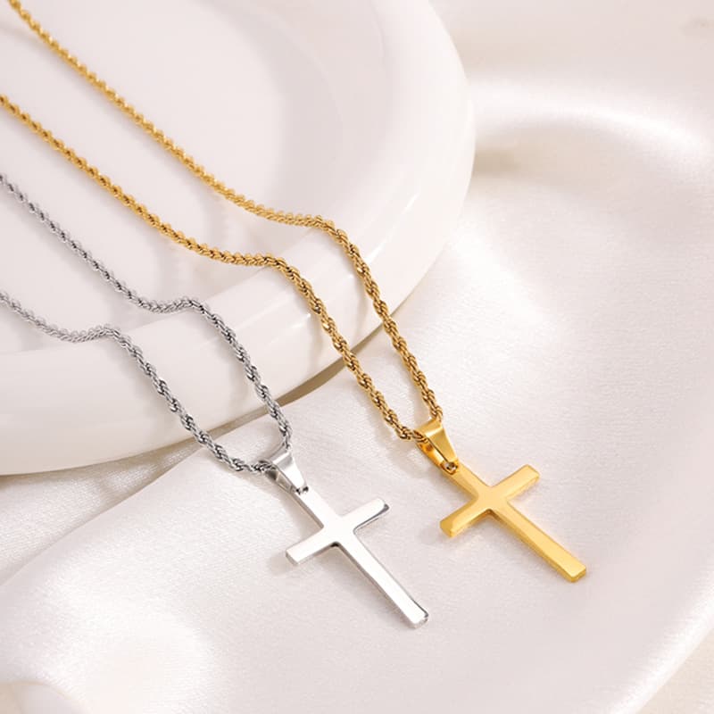 ロープチェーン 十字架シルバーアクセサリー
