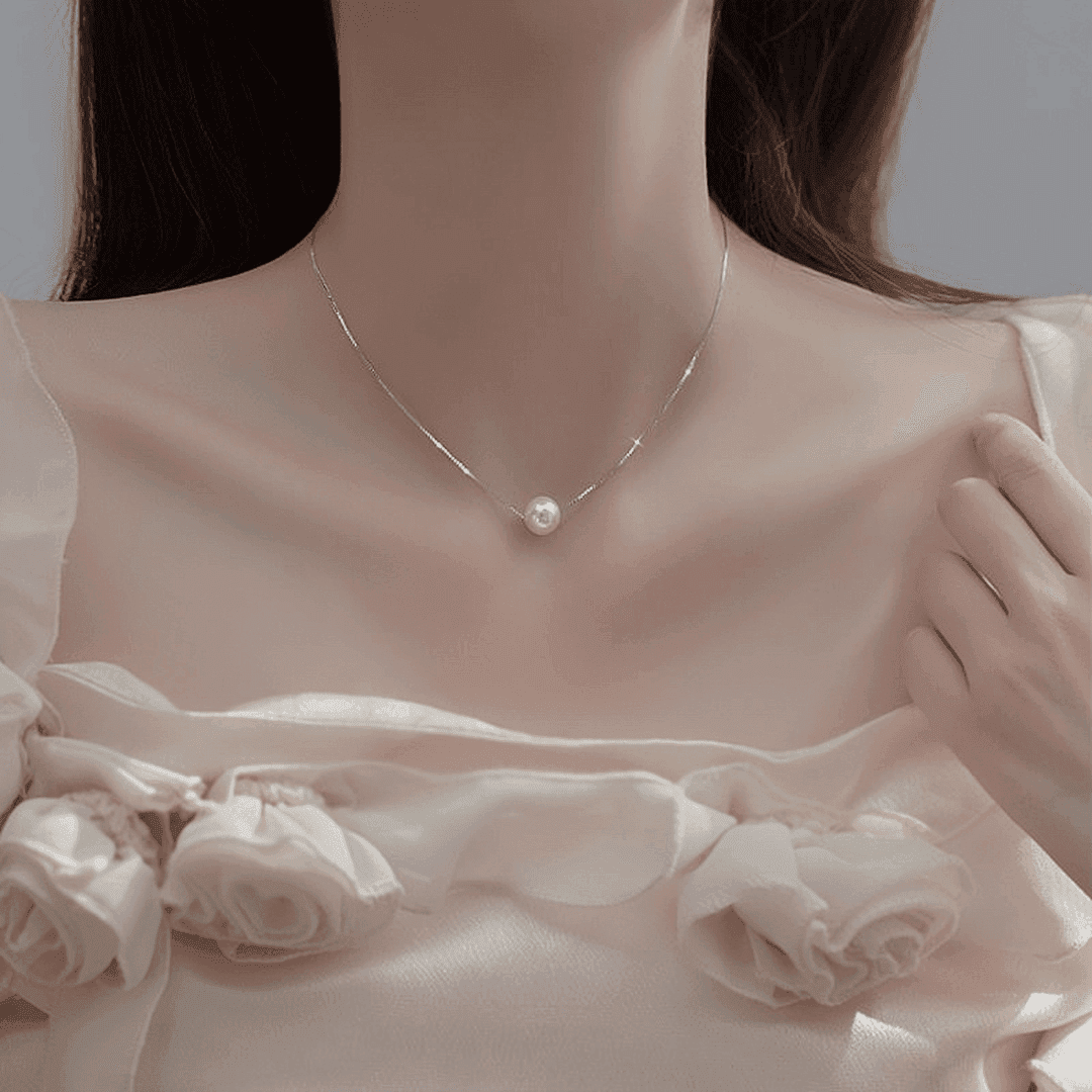 シルバーアクセサリー 一粒真珠のしずくネックレス