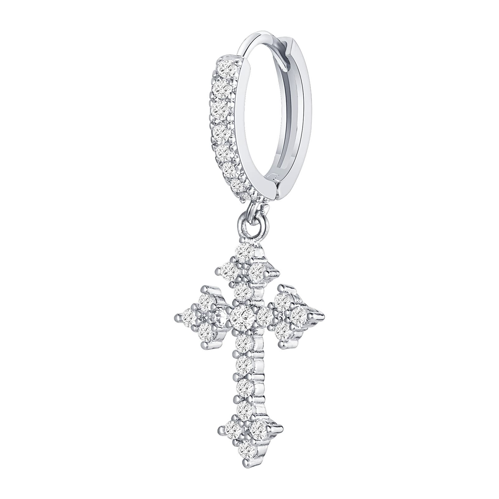 シルバーアクセサリー 華やか十字架クリスタルピアス