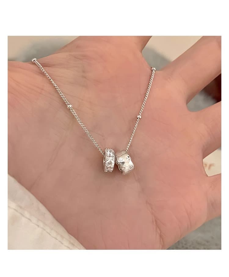 シルバーアクセサリー 二連輝石 ミニマルペンダント
