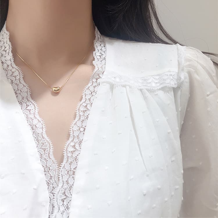 シルバーアクセサリー シンプル豆型ペンダントネックレス