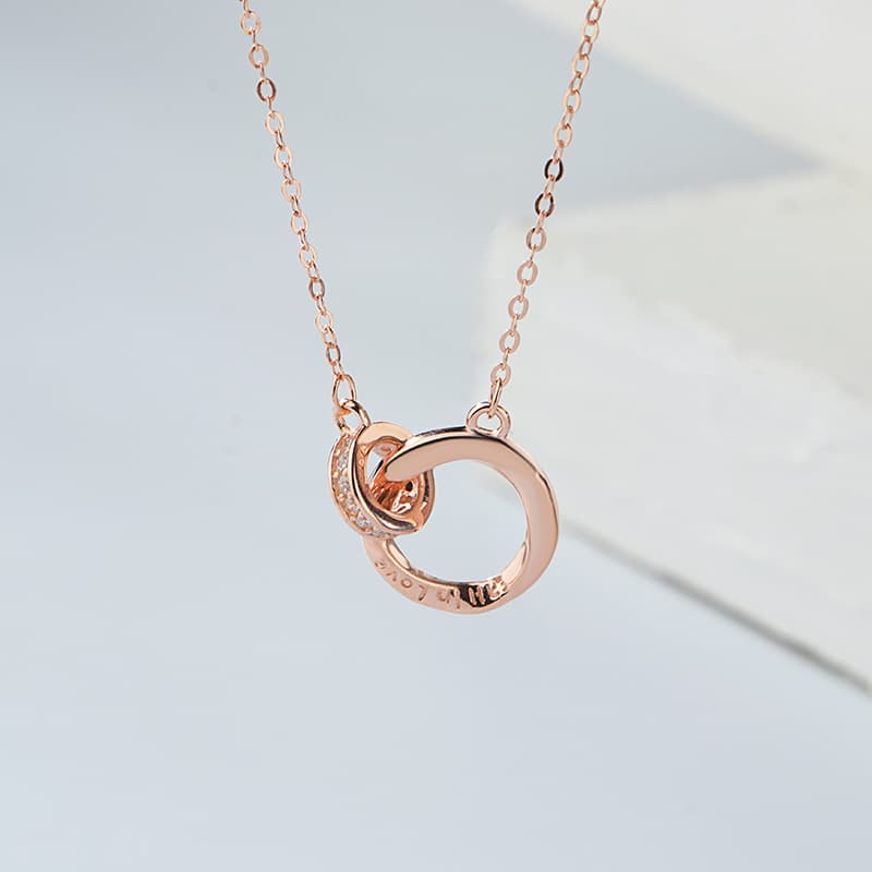 シルバーアクセサリー 二重輪デザイン クリスタルネックレス