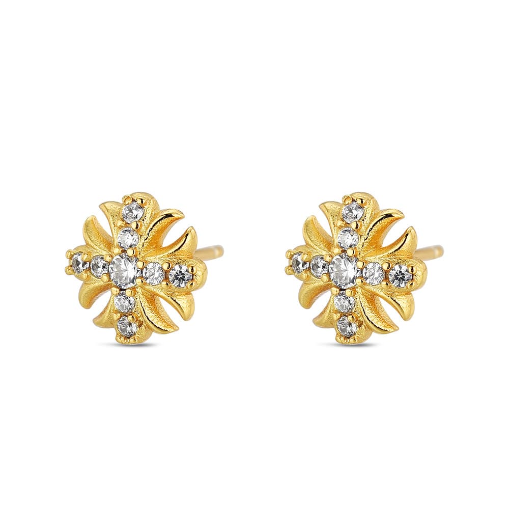 シルバーアクセサリー 華やかな結晶十字ピアス