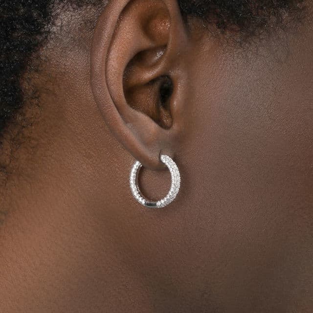シルバーアクセサリー キュービック フープ ピアス