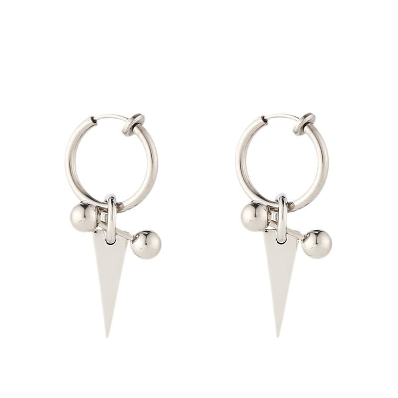シルバーアクセサリー シンプル三角チャームイヤリング