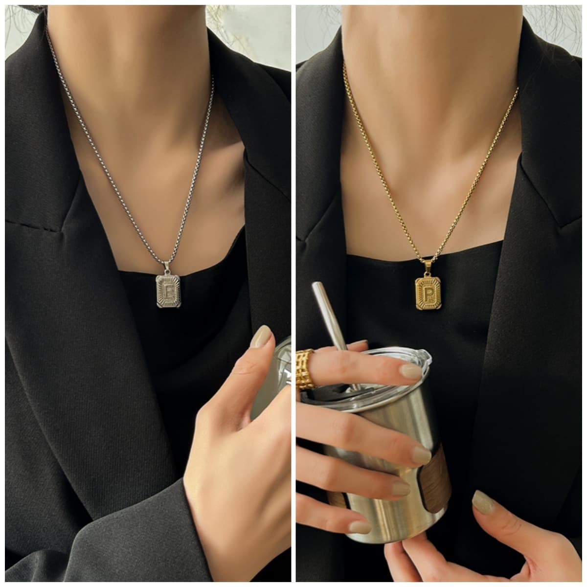 シルバーアクセサリー イニシャル彫刻レトロペンダント