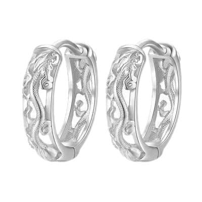 シルバーアクセサリー 透かし唐草模様フープピアス