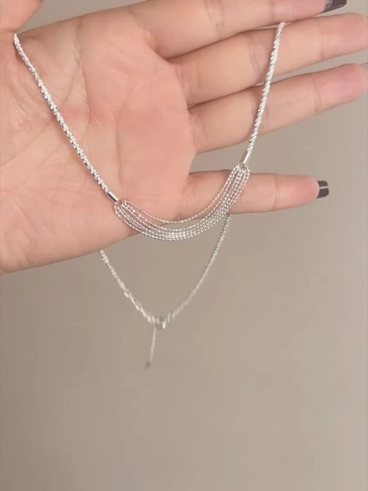 シルバーアクセサリー 多重層デザイン鎖骨ネックレス