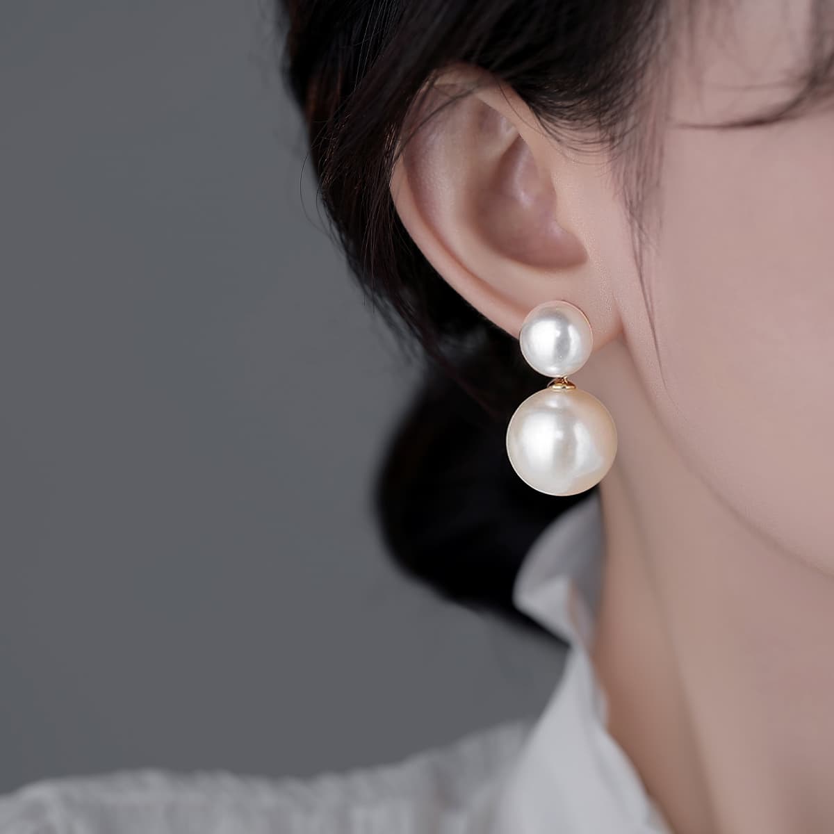 シルバーアクセサリー 二連真珠のしずくピアス