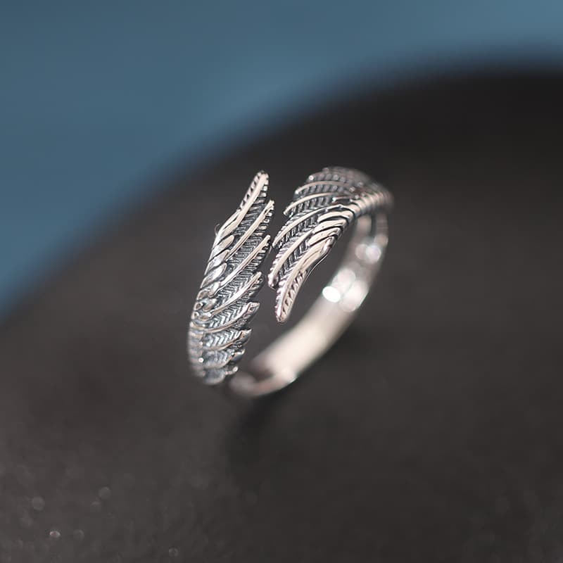 シルバーアクセサリー 天使の羽根デザインリング