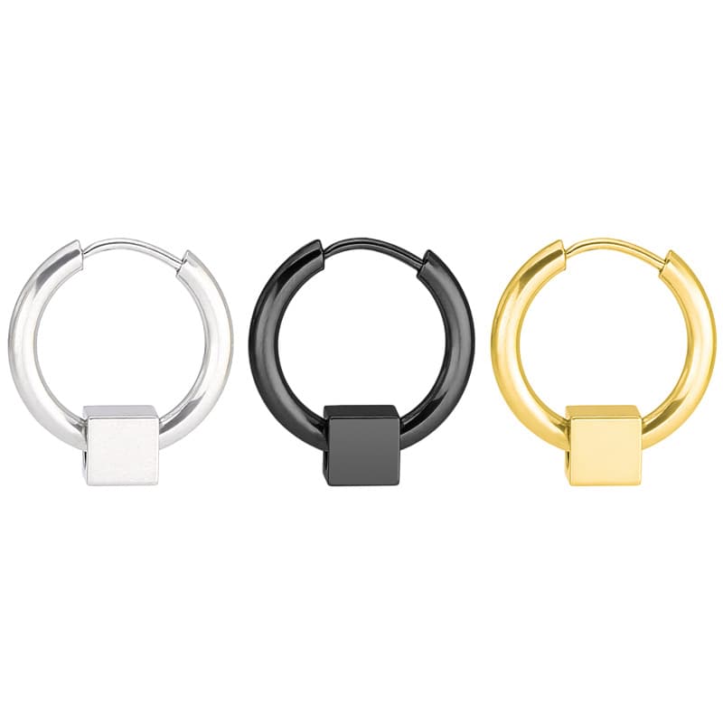 シルバーアクセサリー 立方体フープピアス