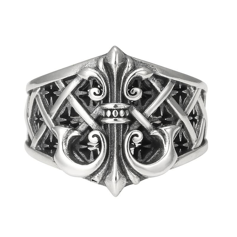 シルバーアクセサリー 紋章クロス装飾リング