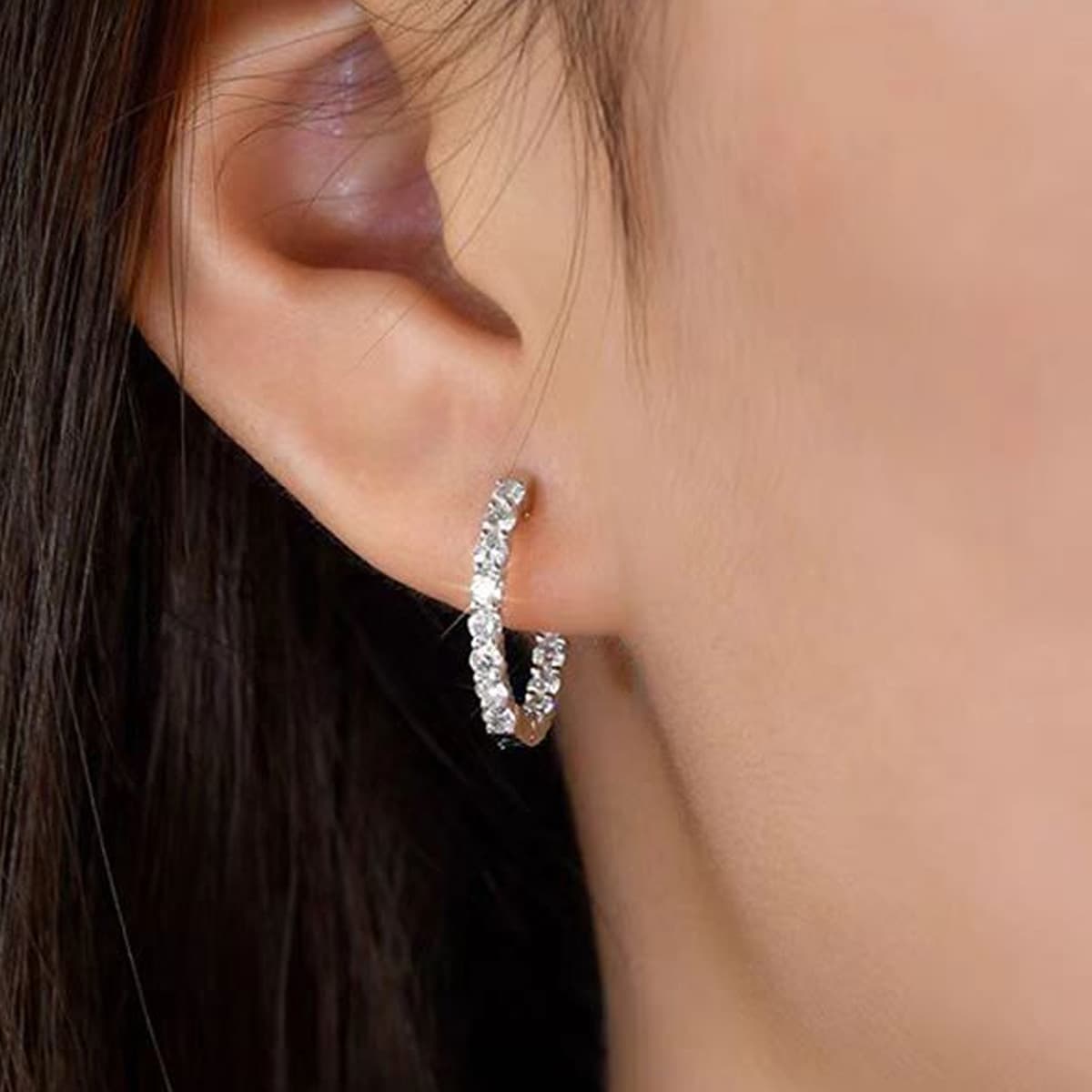シルバーアクセサリー クリスタルフープピアス